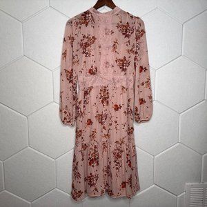 Xhilaration Mauve Floral Midi Dress with Built-In Slip – Women’s Medium
